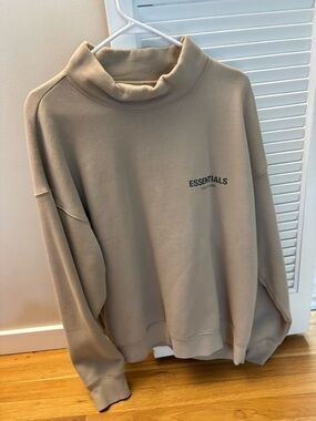 Essentials Men’s Mock Turtleneck Sweatshirt in Taupe